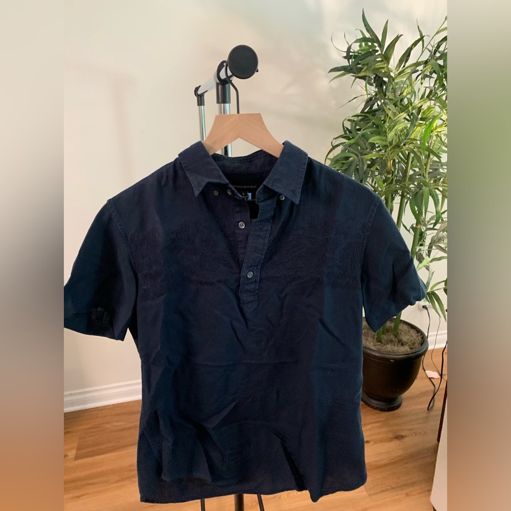 Men’s banana republic linen shirt sleeve shirt
